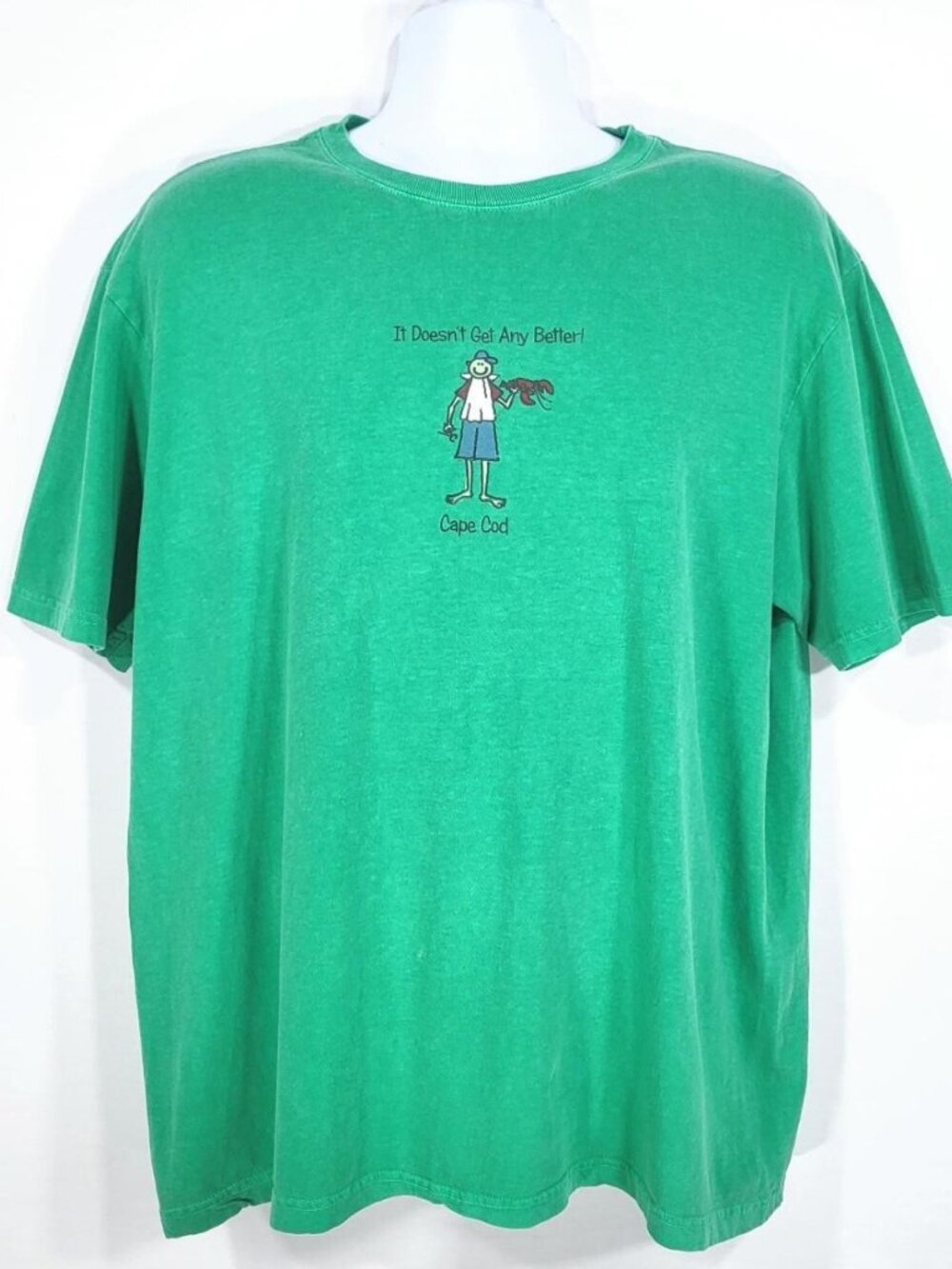 Vintage 90s Desert Wash Cape Cod Lobster Tourist Cartoon Humor Green Tee. Sz L.